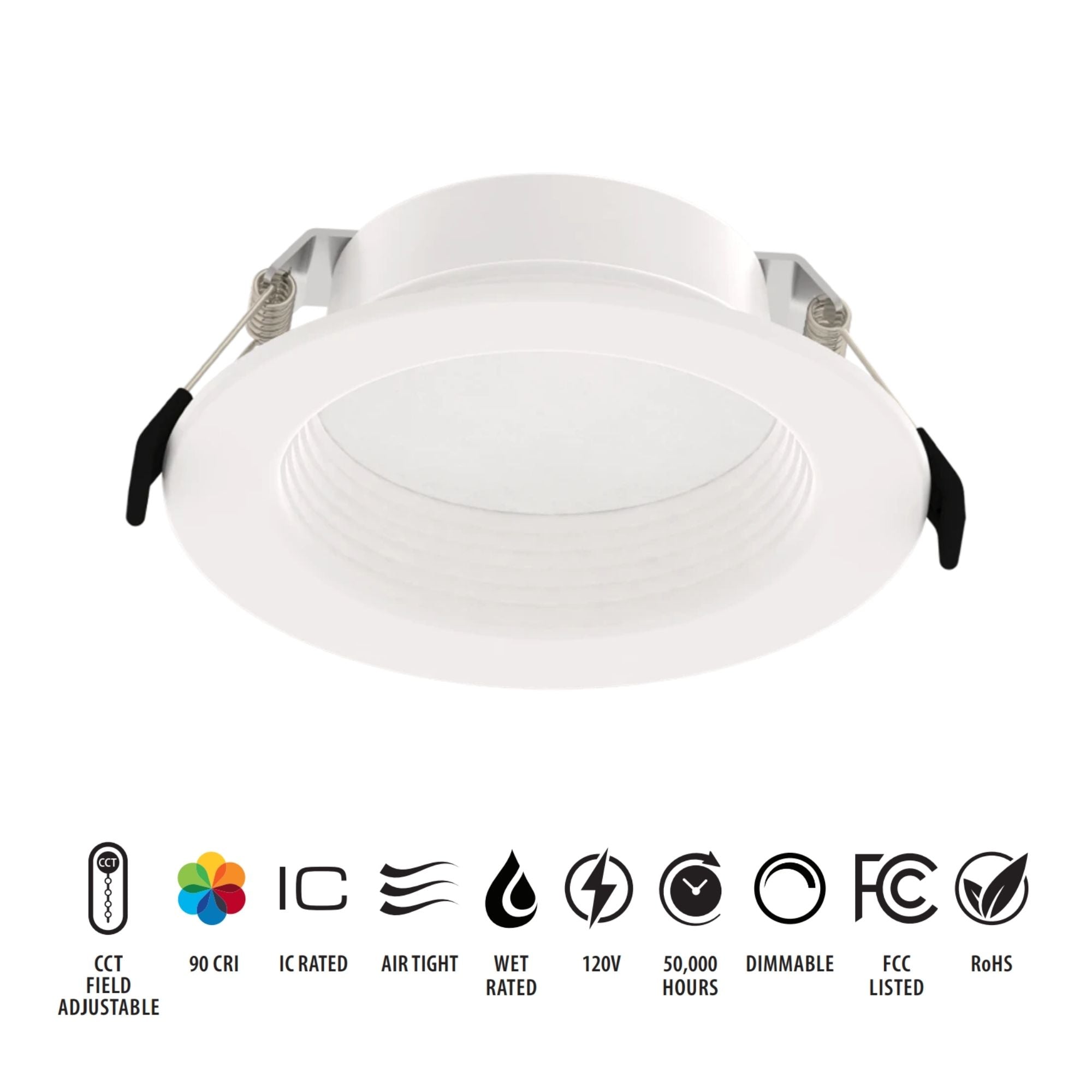 4 Inch Wafer Recessed LED Downlight 1200 Lumens 5 CCT Adjustable Color Temperature Deep Regress Baffle Trim for Bedroom, Kitchen, and Living Room Lighting