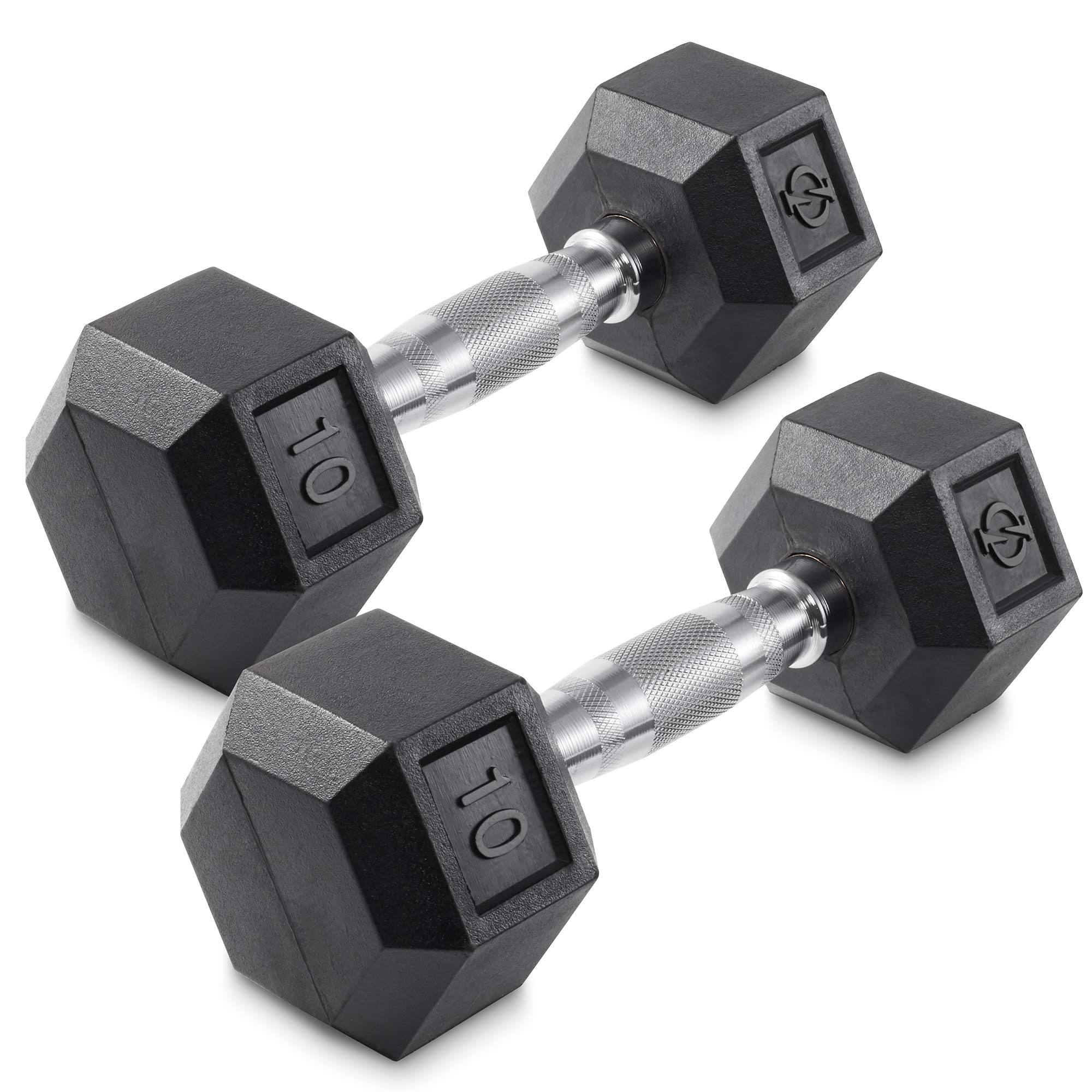 Philosophy Gym Rubber Coated Hex Dumbbell Set - Pair of Durable Workout Weights for Strength Training, Home Gym & Fitness Routines