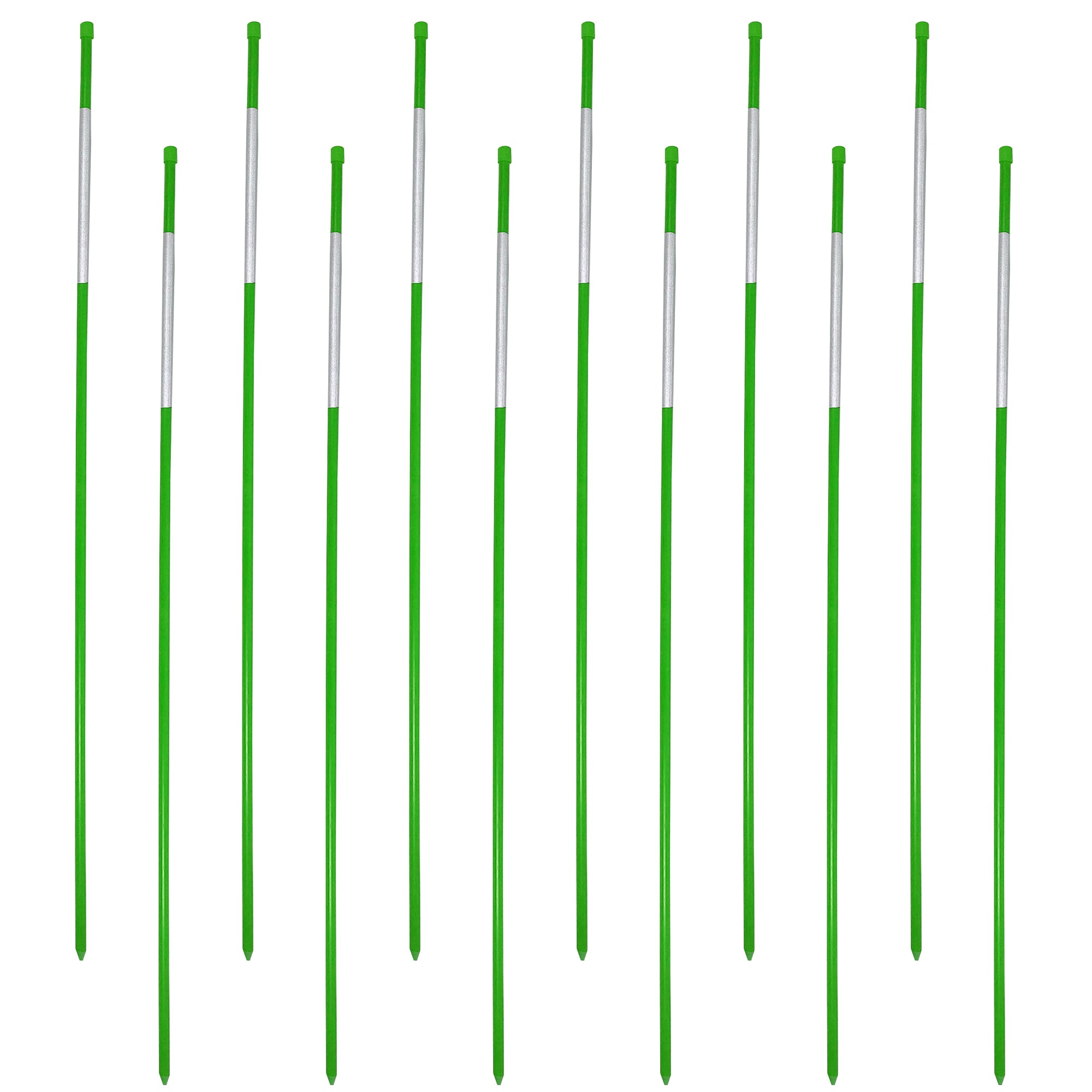 High Visibility 48-Pack Green & White Reflective Fiberglass Driveway Markers - Flexible Snow Stakes for Hazards, Private Roads & Property Lines - Easy to Install for Night Safety & Snow Plow Visibility - Perfect for Winter Driveways, Parking Lots & Rural Pathways
