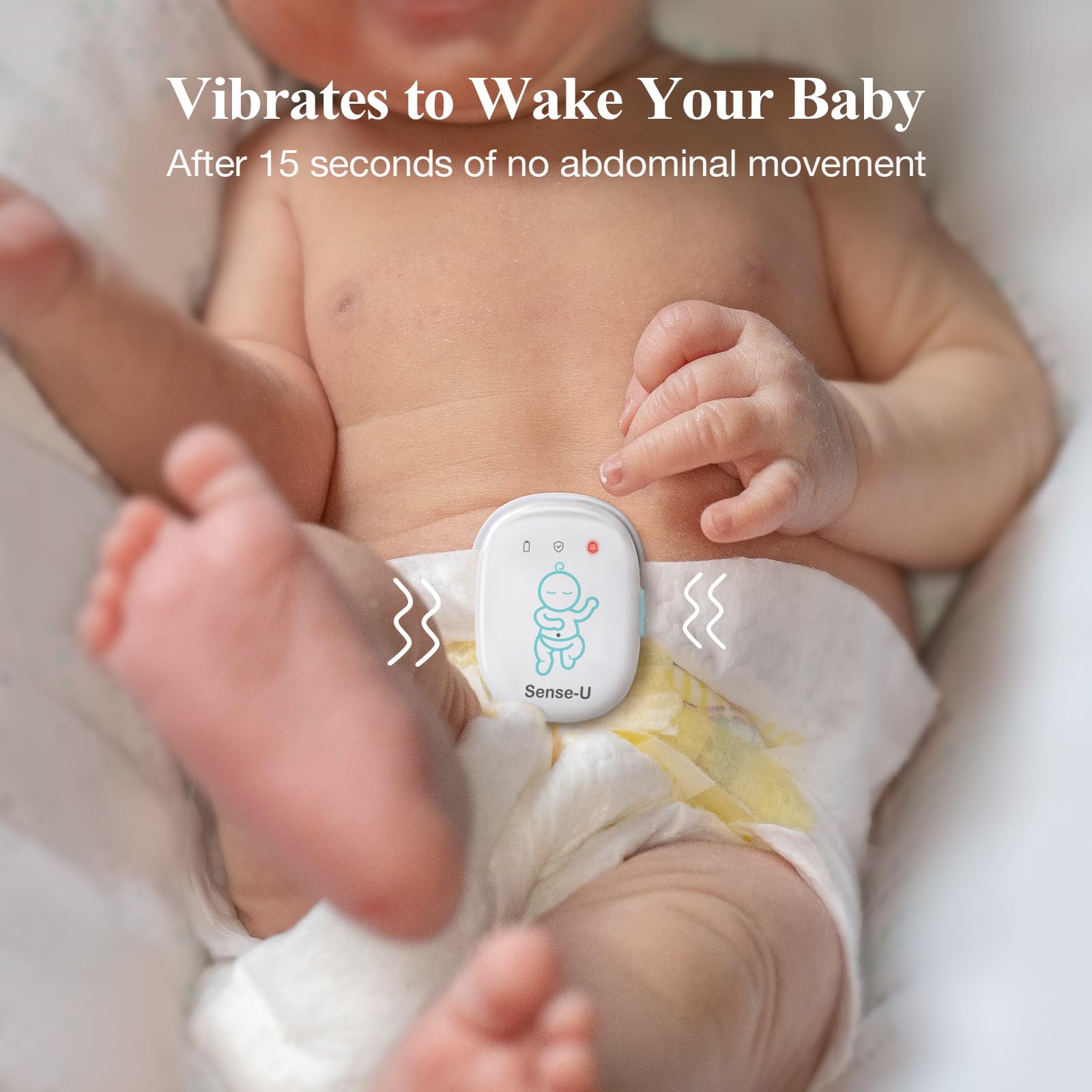 Sense-U Smart Baby Monitor Pro with Long Range, Arousal Vibration & App Alerts – Tracks Breathing, Rollover, Sleep Position & Temperature – Wearable Infant Sleep Tracker for Peace of Mind at Home or Travel