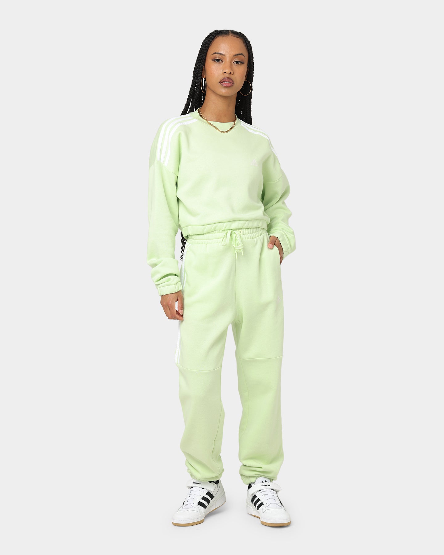 Adidas Women's Hyperglam High Rise Sweatpants - Almost Lime Green Athletic Joggers for Running, Yoga & Lounge Wear