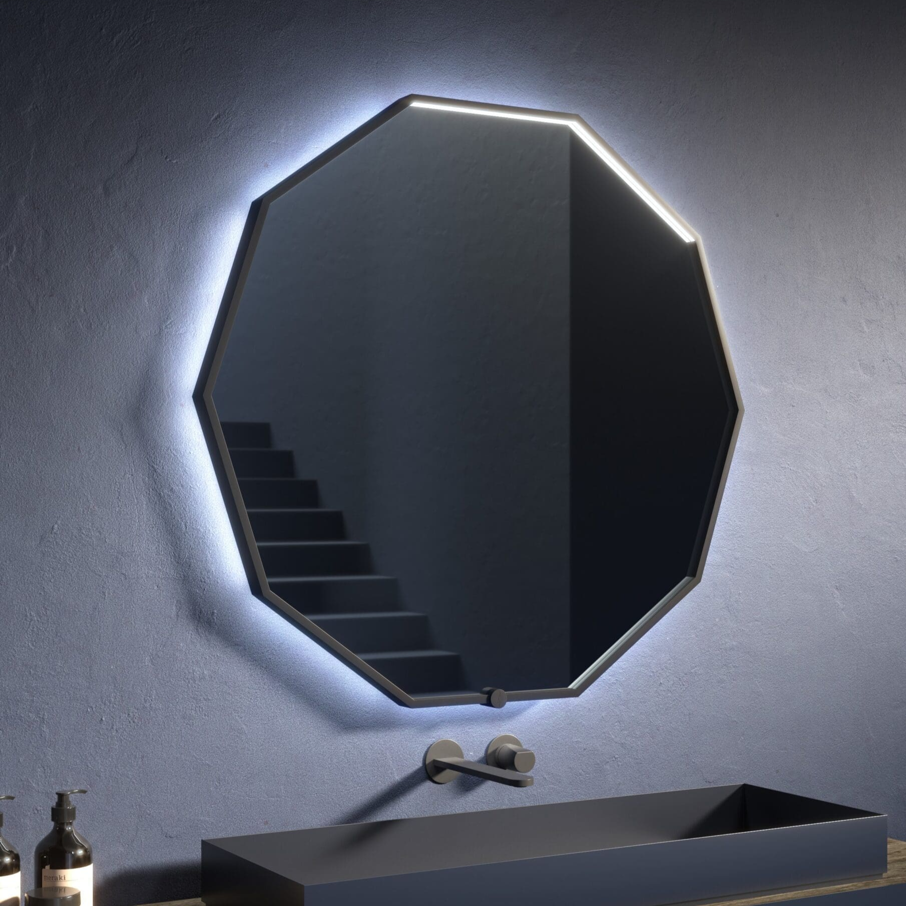 36 Inch LED Lighted Mirror with Black Frame - Modern Bathroom Vanity Mirror for Makeup & Shaving - Oxygen Deca 3 1003 15