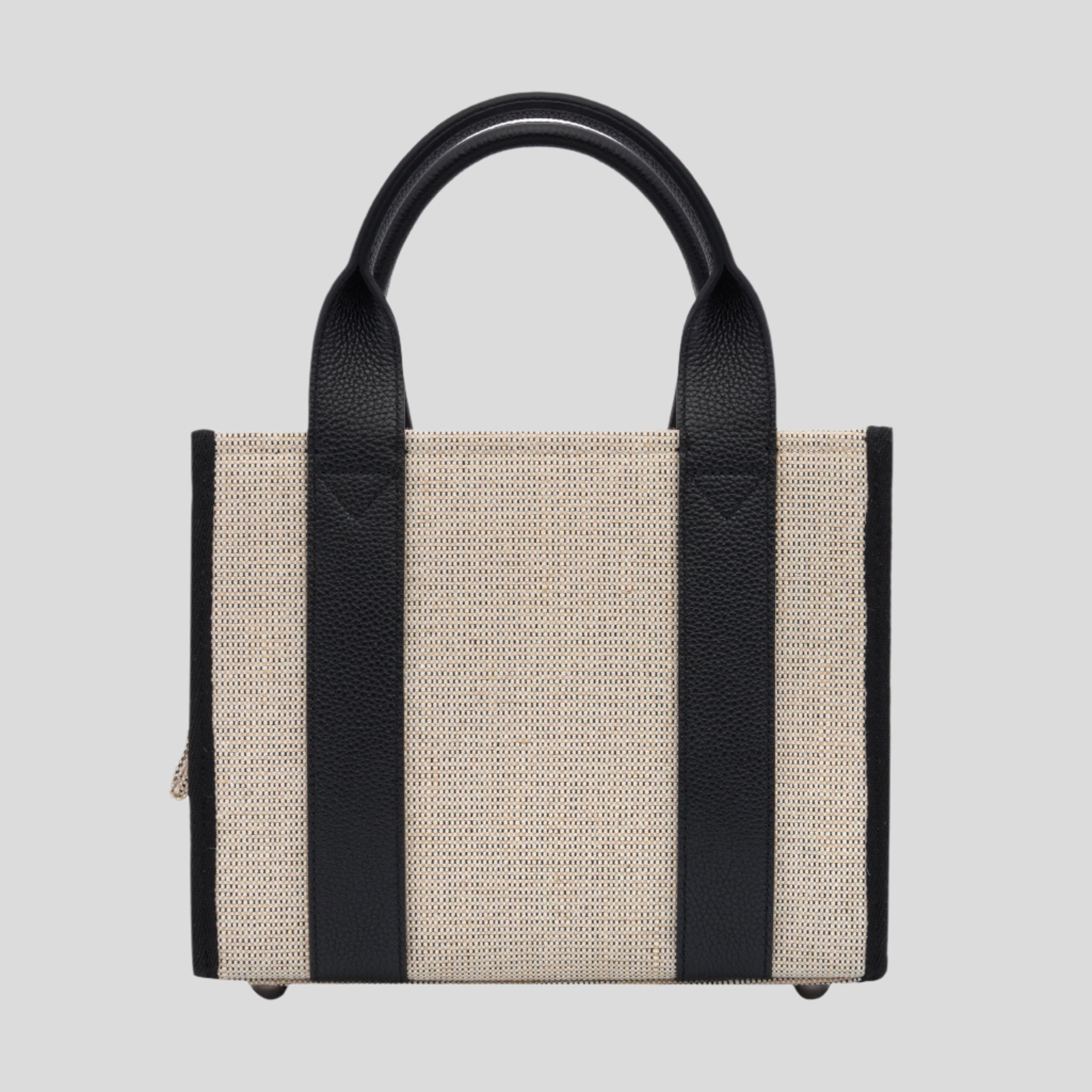 Stylish Micro Bon Vivant Structured Tote Bag - Premium Jute & Black Leather - Perfect for Work, Travel & Everyday Use
