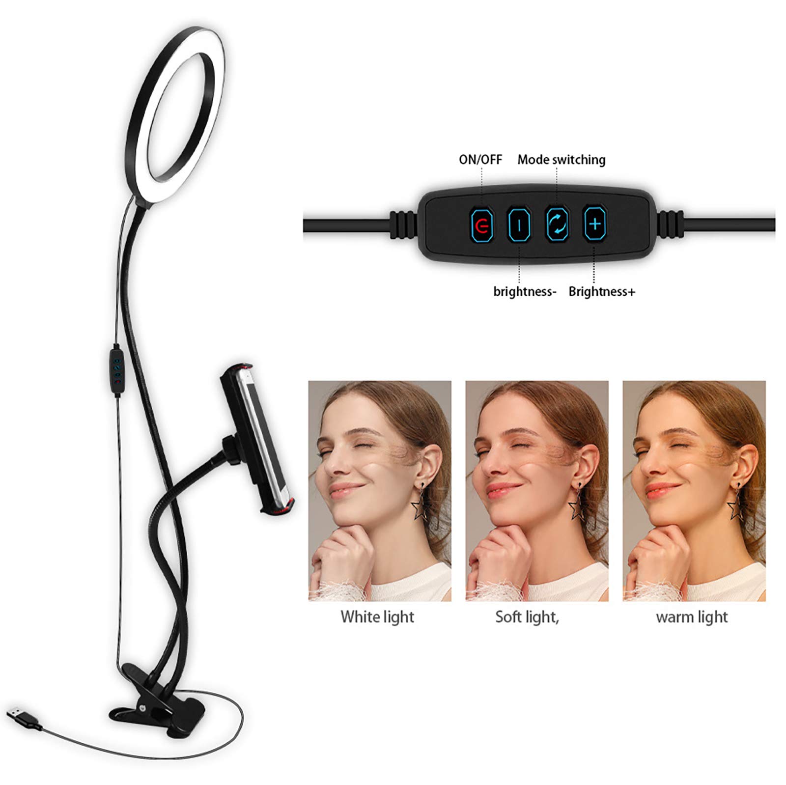 Best 8-in-1 Selfie Ring Light with Phone Holder Stand - 360° Rotating Dimmable LED Light with Flexible Gooseneck Arms for Live Streaming, Makeup, TikTok Videos & YouTube Content Creation