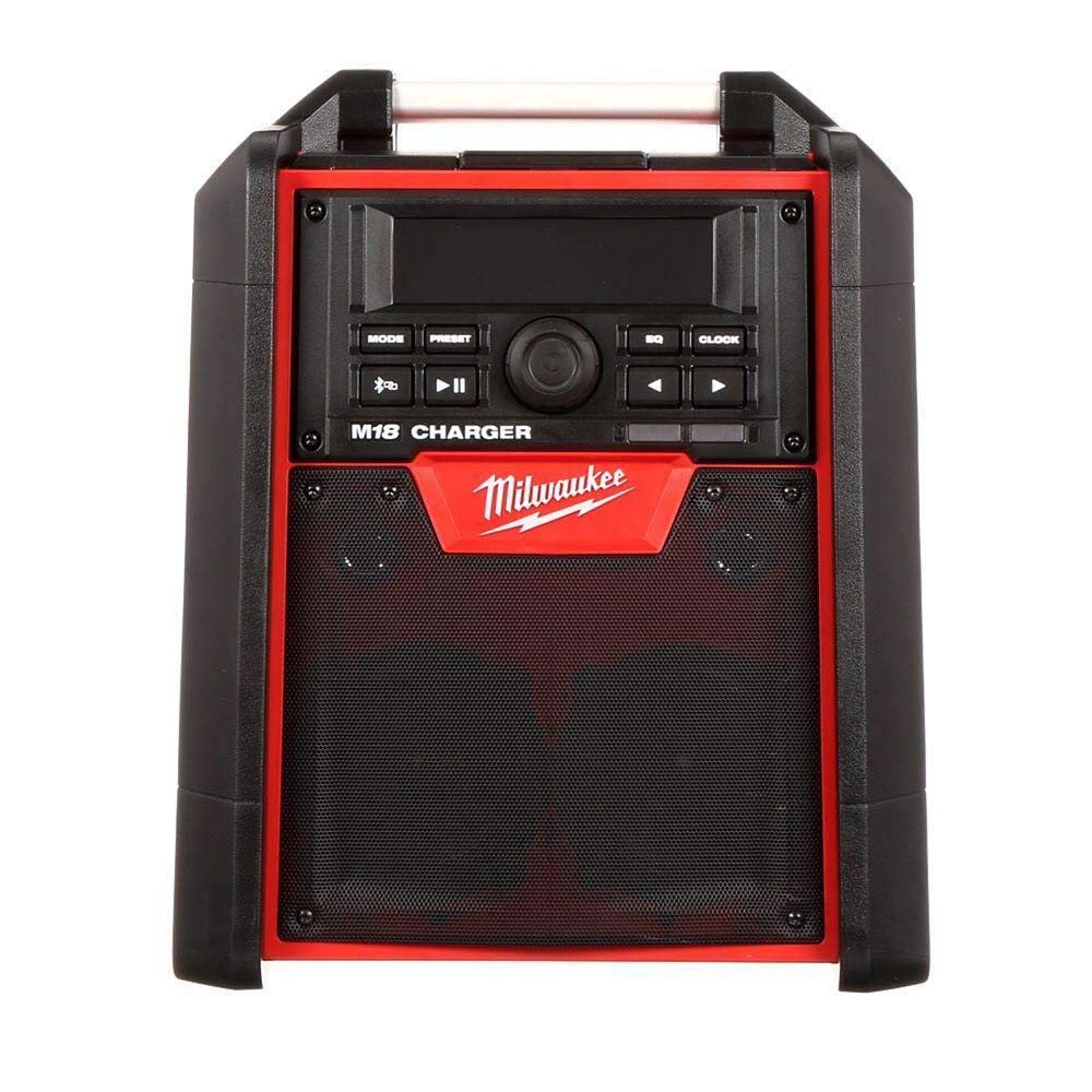 Milwaukee 2792-20 Jobsite Radio with USB Charger | Portable Bluetooth Speaker for Construction Sites, Workshops & Outdoor Work | Weather-Resistant AM/FM Radio with Power Tool Battery Compatibility