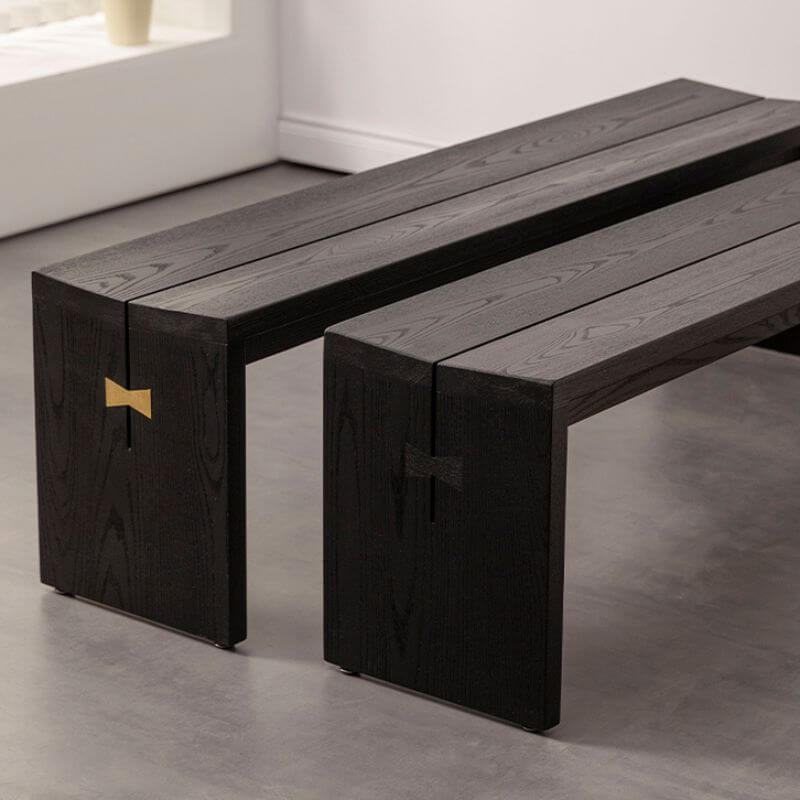 Minimalist Solid Color Wooden Sitting Bench in Midnight Black - Perfect for Entryway, Bedroom, or Living Room Decor