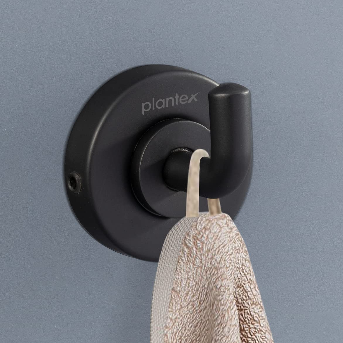 Plantex 304 Stainless Steel Bathroom Accessories Set - 5-Piece Towel Rack, Napkin Holder, Soap Dish, Toothbrush Holder & Robe Hook in Matte Black - Modern Bathroom Organization for Home & Hotel Use