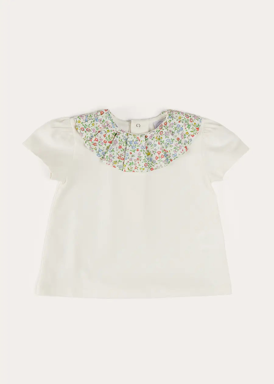 Liberty Fabric Floral Collar Top for Girls 2-10 Years | Pink Ruffled Blouse for Special Occasions & Photoshoots