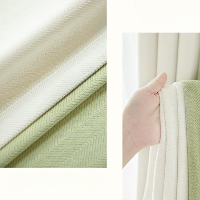 Poppy Sage Green & Cream Color Blocking Blackout Curtains - Thermal Insulated Room Darkening Drapes for Bedroom, Living Room & Nursery - Noise Reducing & Energy Efficient Window Treatments