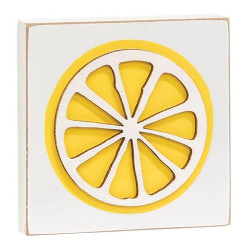 Lemon Icon Square Block - Modern Home Decor for Kitchen, Bathroom & Office - Perfect for Wall Art, Shelf Decor & Gift Ideas