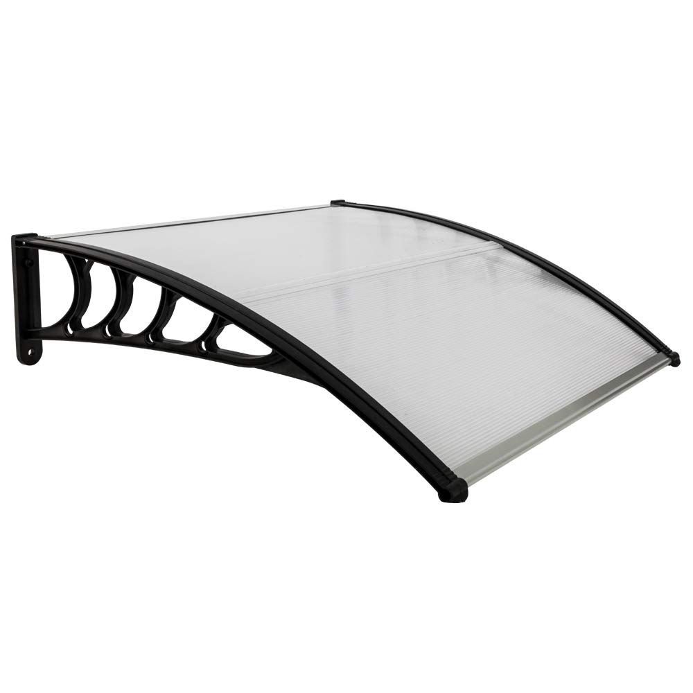 Black Window Awning & Door Canopy - 100x100cm Waterproof Rain Cover with Sturdy Bracket - Perfect for Patio, Porch, and Outdoor Window Protection