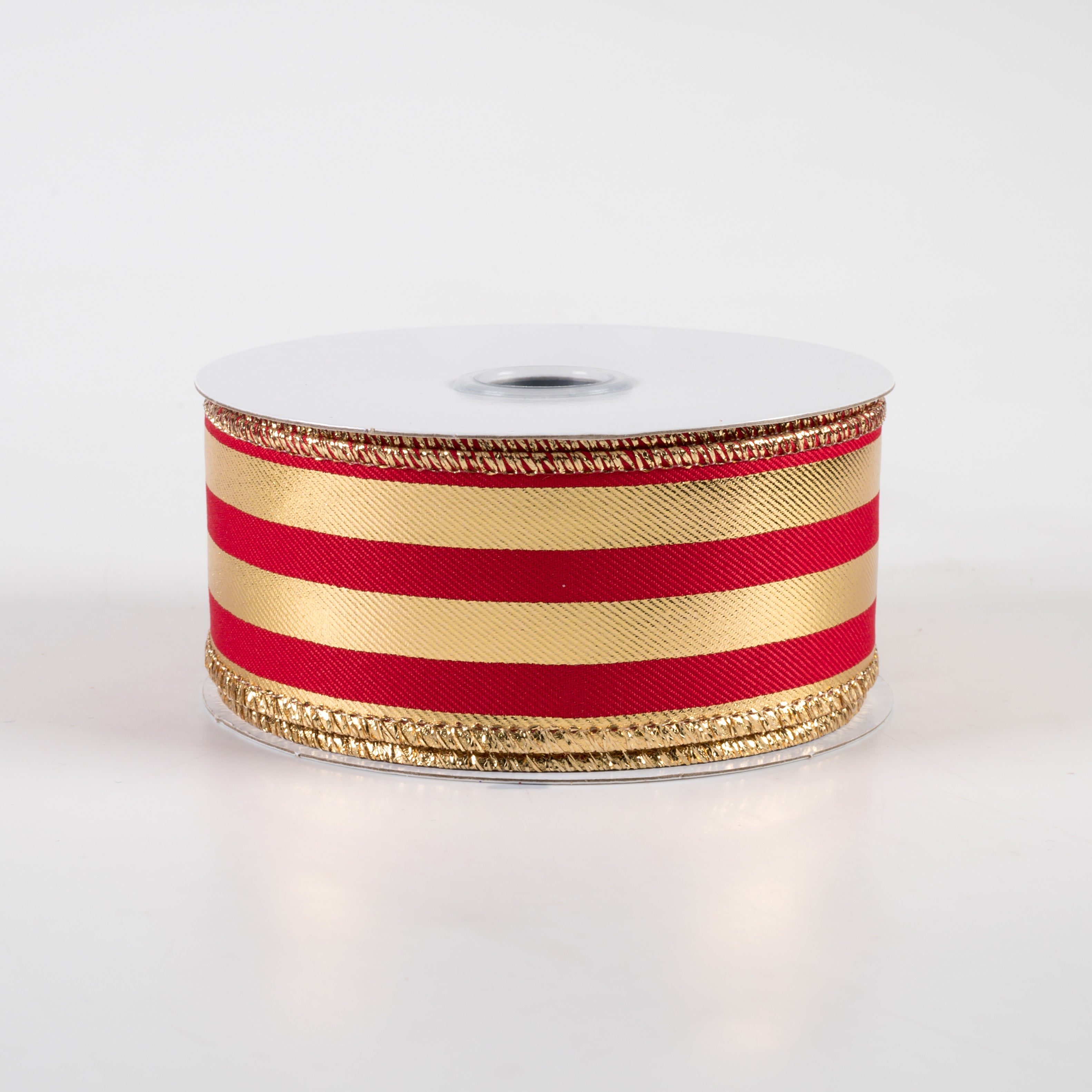1.5 Inch Metallic Vertical Stripes Ribbon - Red & Gold Decorative Ribbon (10 Yards) for Gift Wrapping, Wedding Decorations, Party Favors, and DIY Crafts