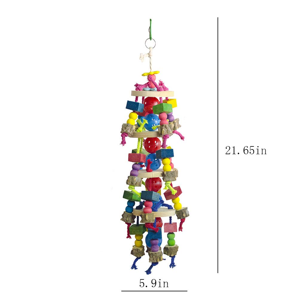 Deloky Large Parrot Chew Toys - Natural Wood Bird Toys for Macaws, Cockatoos, African Grey & Amazon Parrots | Durable Chewing Enrichment for Cage & Playtime