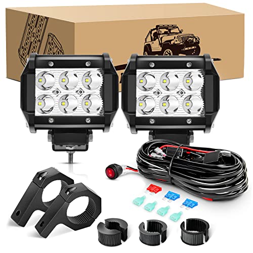 18W LED Pods+ Clamp Bracket+ Wiring Harness