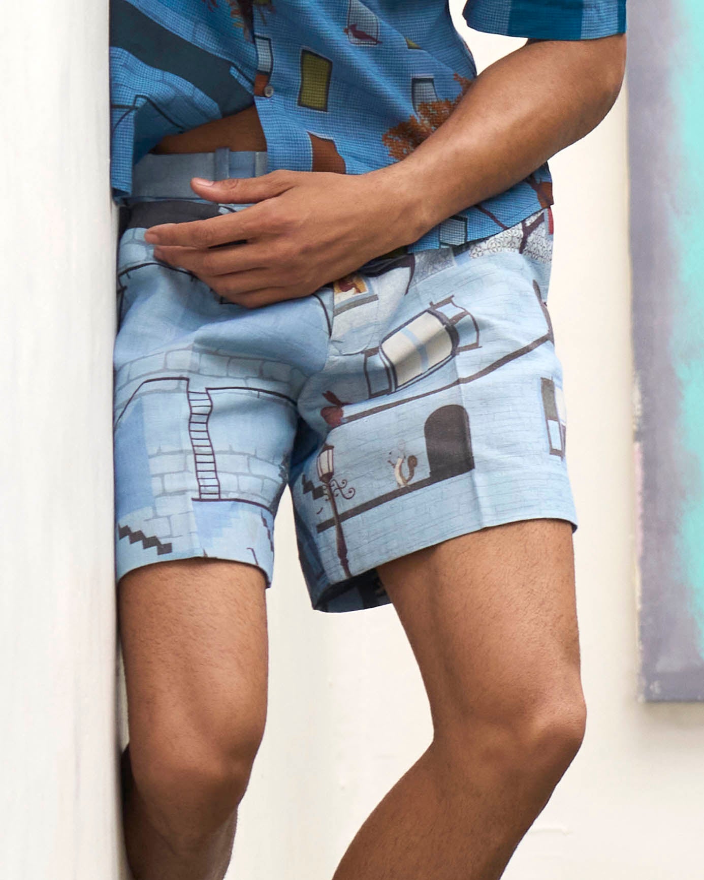 Men's Linen Shorts in Blue - Comfortable & Breathable Summer Casual Wear for Beach, Travel & Outdoor Activities