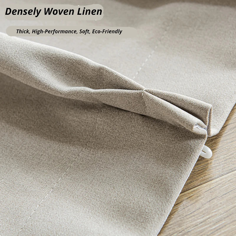 Premium Marisol Milk Tea Linen Blackout Curtains - Custom Size, Thermal Insulated for Living Room & Bedroom