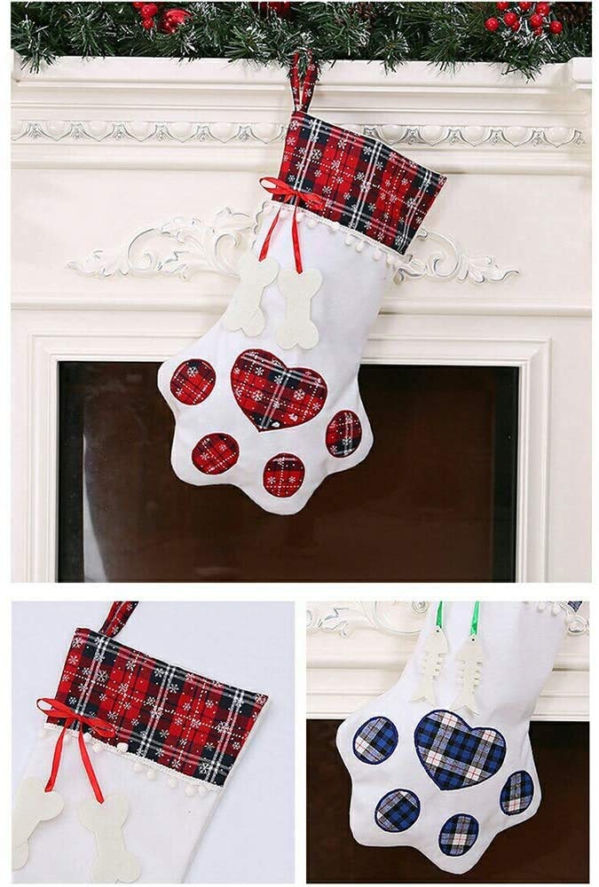 Large Christmas Stockings for Gifts & Decor - Rustic Holiday Stocking with Xmas Tree Design - Family Holiday Decorations for Fireplace, Mantel & Festive Home Decor (Style 3)