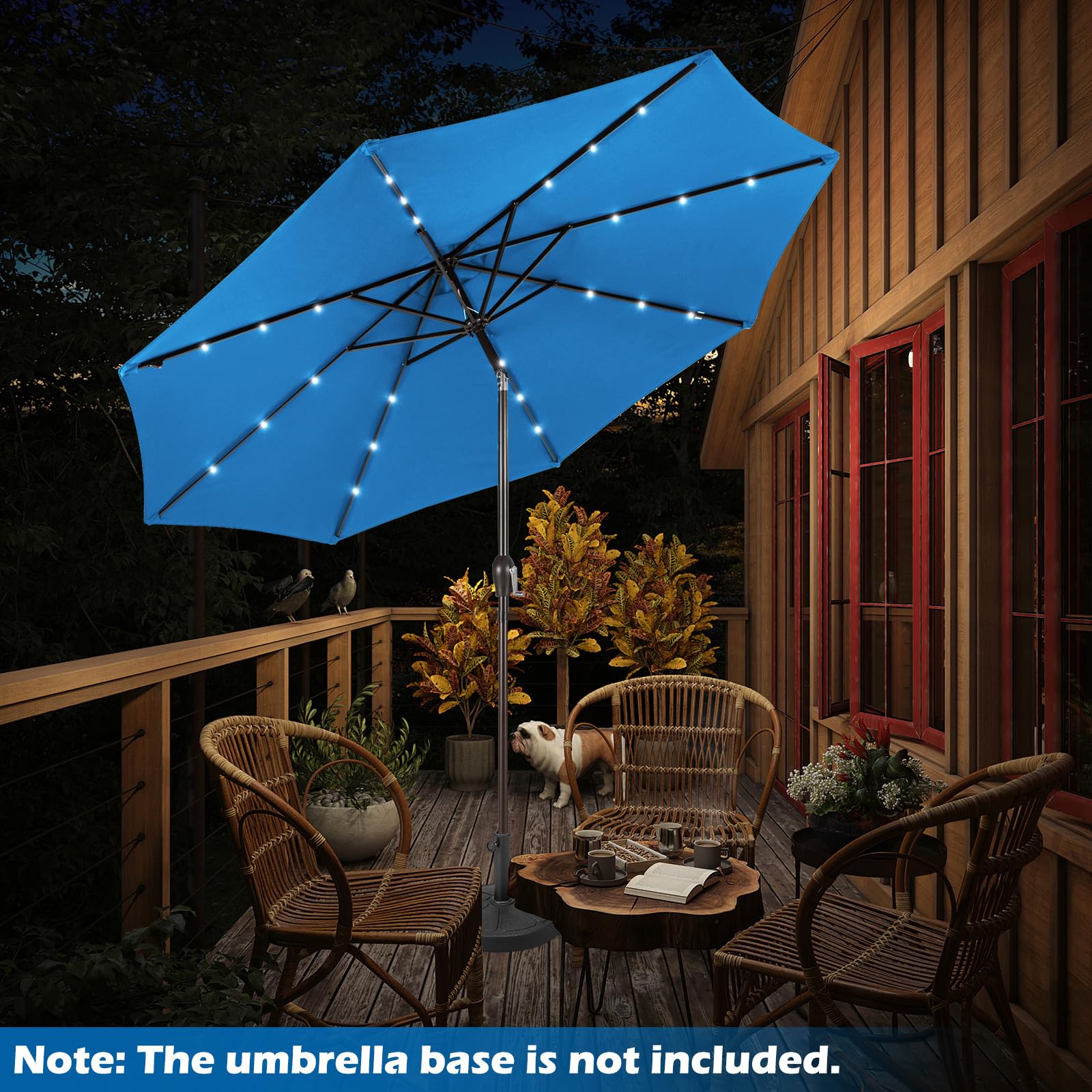 Giantex 9ft/10ft Solar LED Patio Umbrella with Crank & Tilt - Outdoor Market Umbrella for Backyard, Deck, Pool, Beach - Perfect for BBQs, Lounging & Outdoor Dining