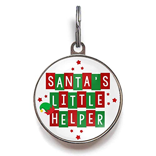 Santa's Little Helper Dog Tag for Large Dogs - Personalized Christmas Pet ID Tag for Holiday Gifts & Festive Pet Accessories