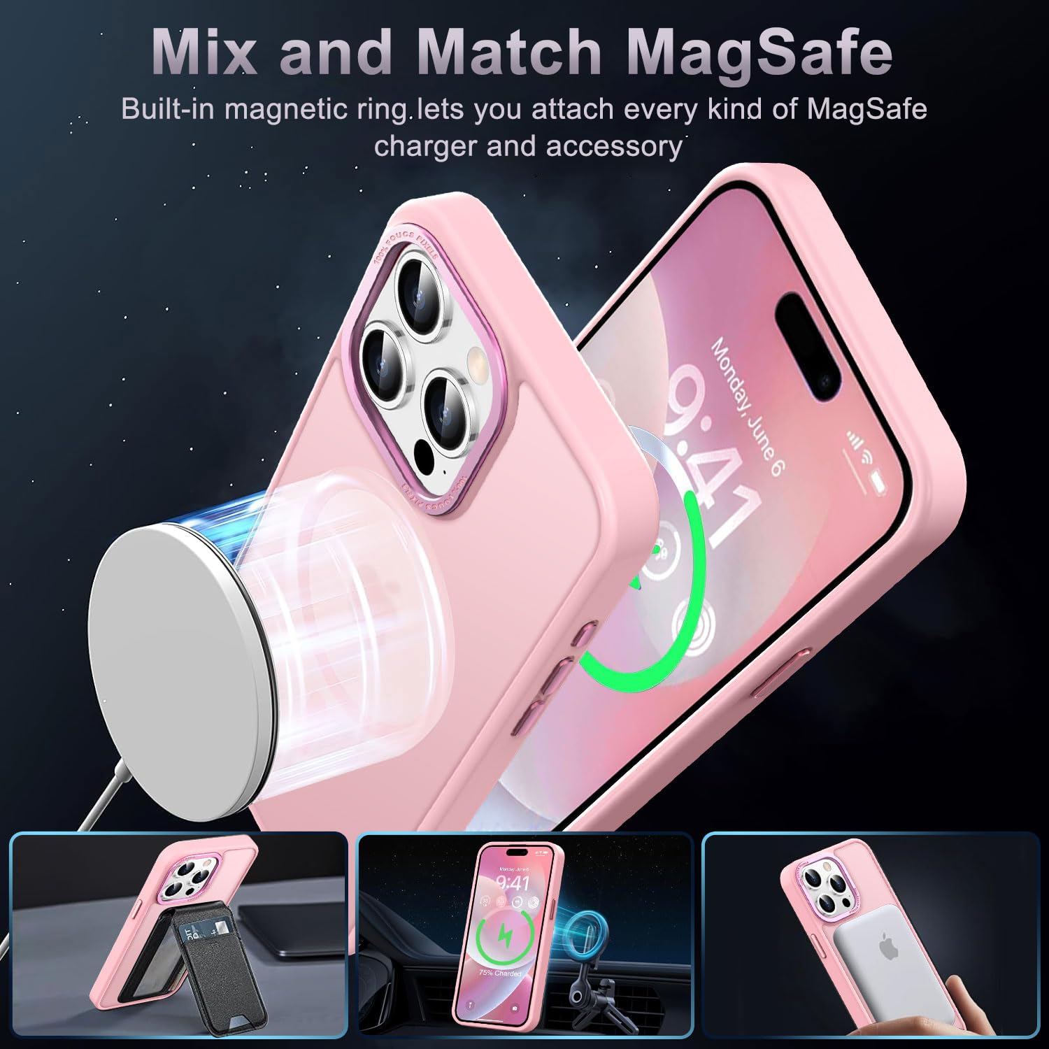 Magnetic iPhone 15 Pro Max Case with Magsafe Compatibility | Military-Grade Protection | Slim & Durable Translucent Cover for iPhone 15 Pro Max 6.7