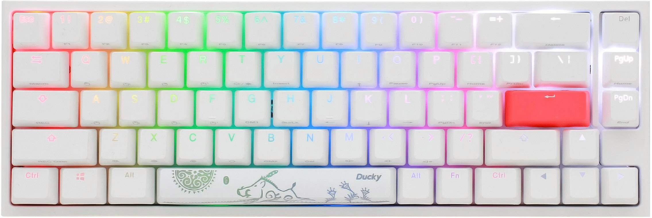 Ducky One 2 SF RGB Pure White 65% Compact Mechanical Keyboard - Cherry MX Silent Red Switches, Double Shot PBT Keycaps, RGB Backlit for Gaming & Typing - Perfect for Esports, Office Work & Programming