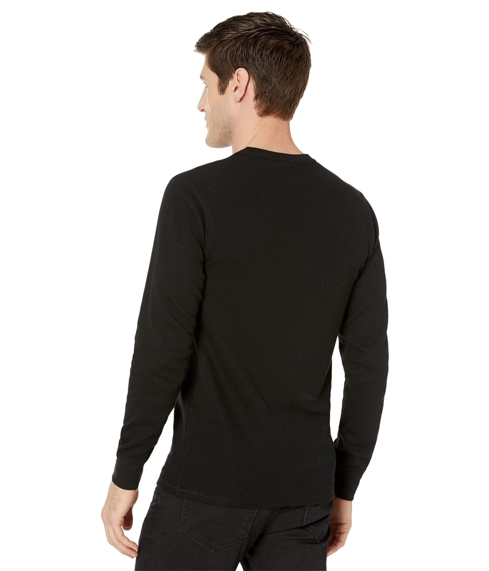 Ralph Lauren Men's Waffle-Knit Long Sleeve Polo Shirt with Embroidered Logo - Black & Red RL2000 Collection | Casual Wear, Office Attire, Golf Outfits