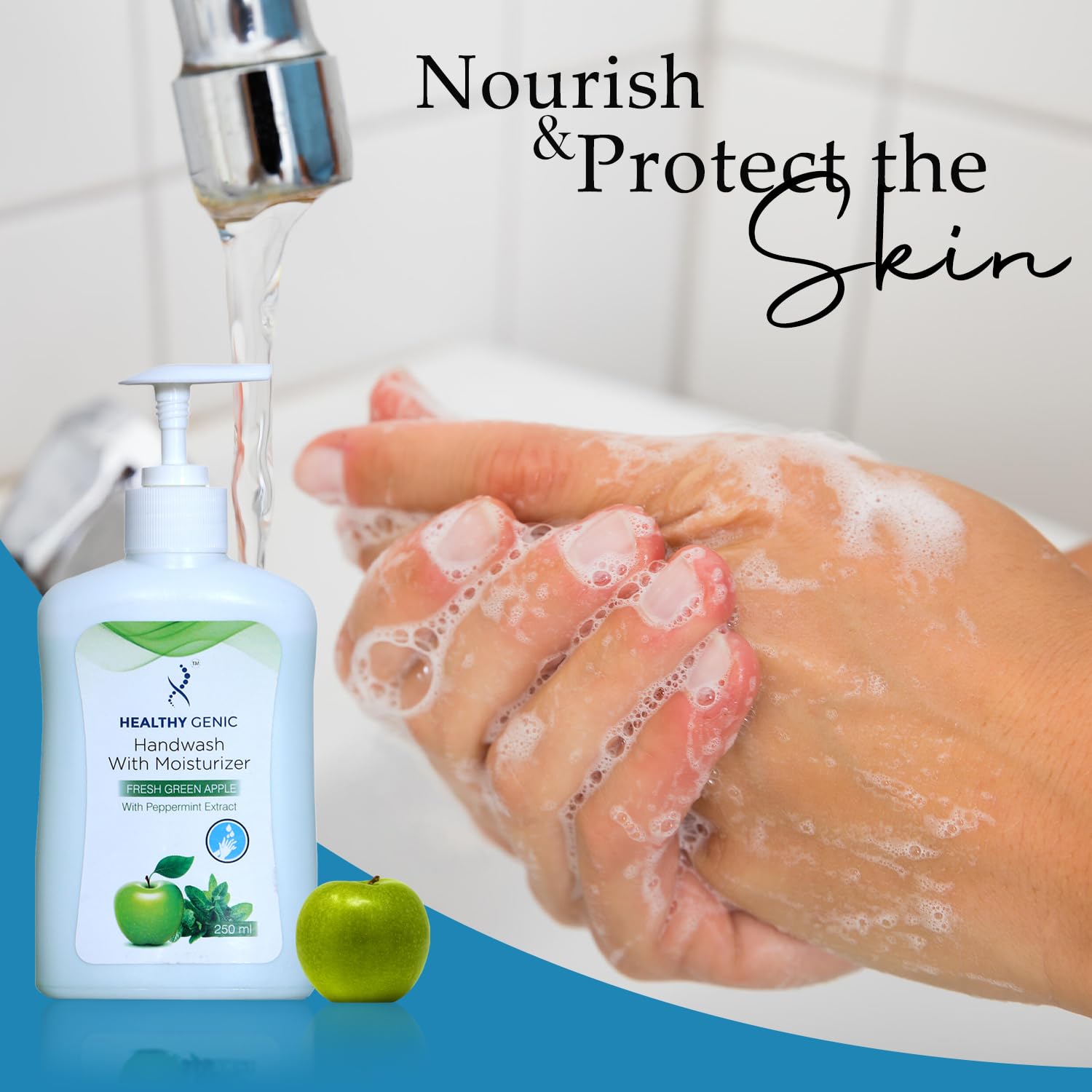 Organic Green Apple Hand Wash for Soft & Germ-Free Hands - Moisturizing & Gentle Formula (250ml) - Ideal for Home, Office & Travel Use