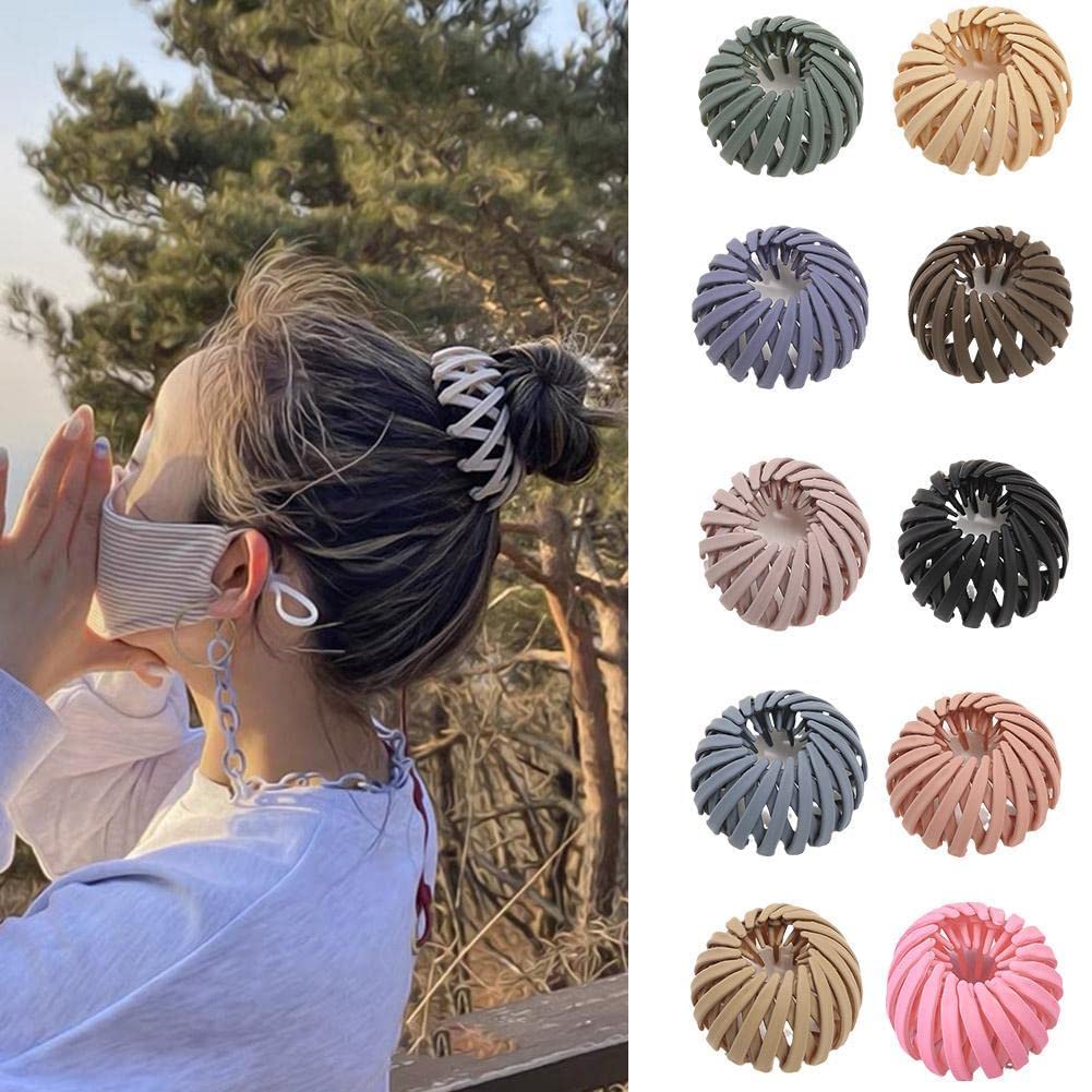 Bun Maker Clip - Bird Nest Shaped Hair Claw Clamps, Expandable Ponytail Hairpin & Curling Iron Hair Accessories for Women & Girls - Perfect for Updos, Ponytails & Styling (D)