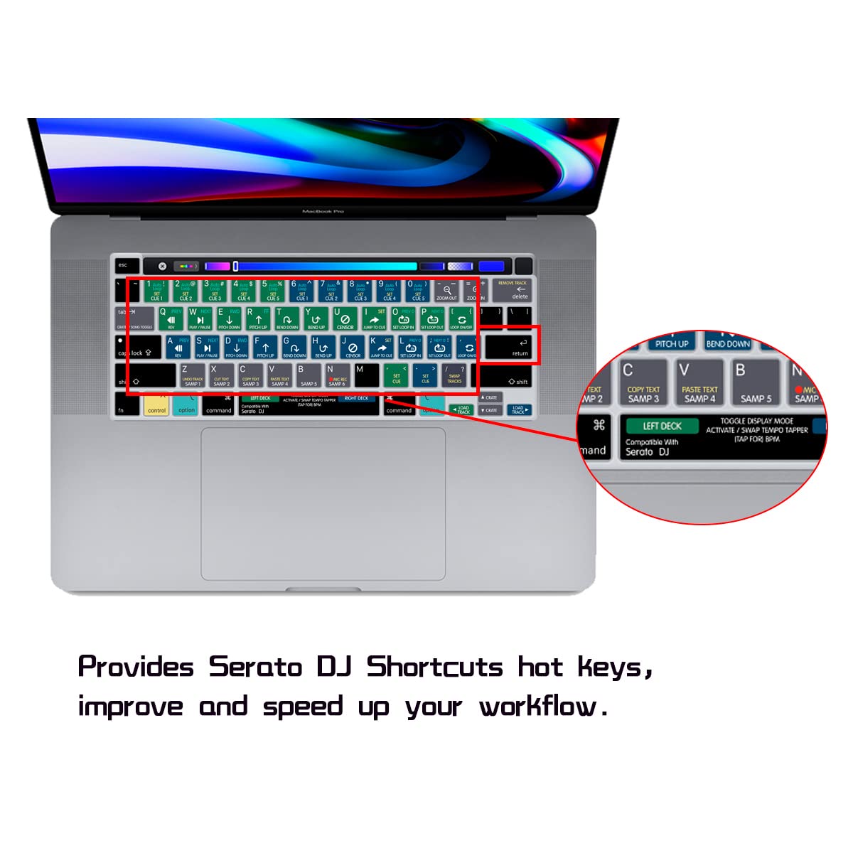 HRH Serato DJ Shortcuts Silicone Keyboard Cover for MacBook Pro 13