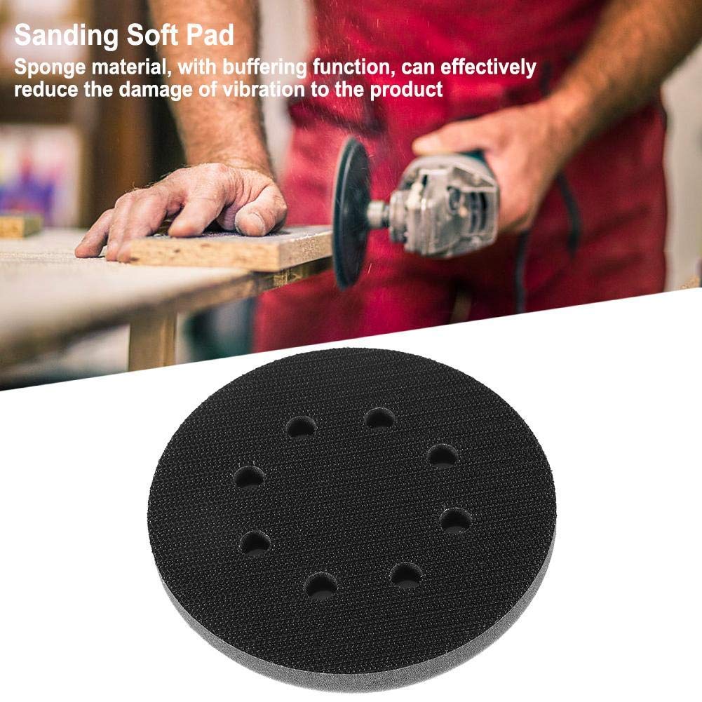 125mm 8-Hole Soft Sponge Buffer Pad - Hook & Loop Sanding Interface Cushion Pad for Orbital Sanders - Perfect for Woodworking, Auto Detailing & Surface Polishing