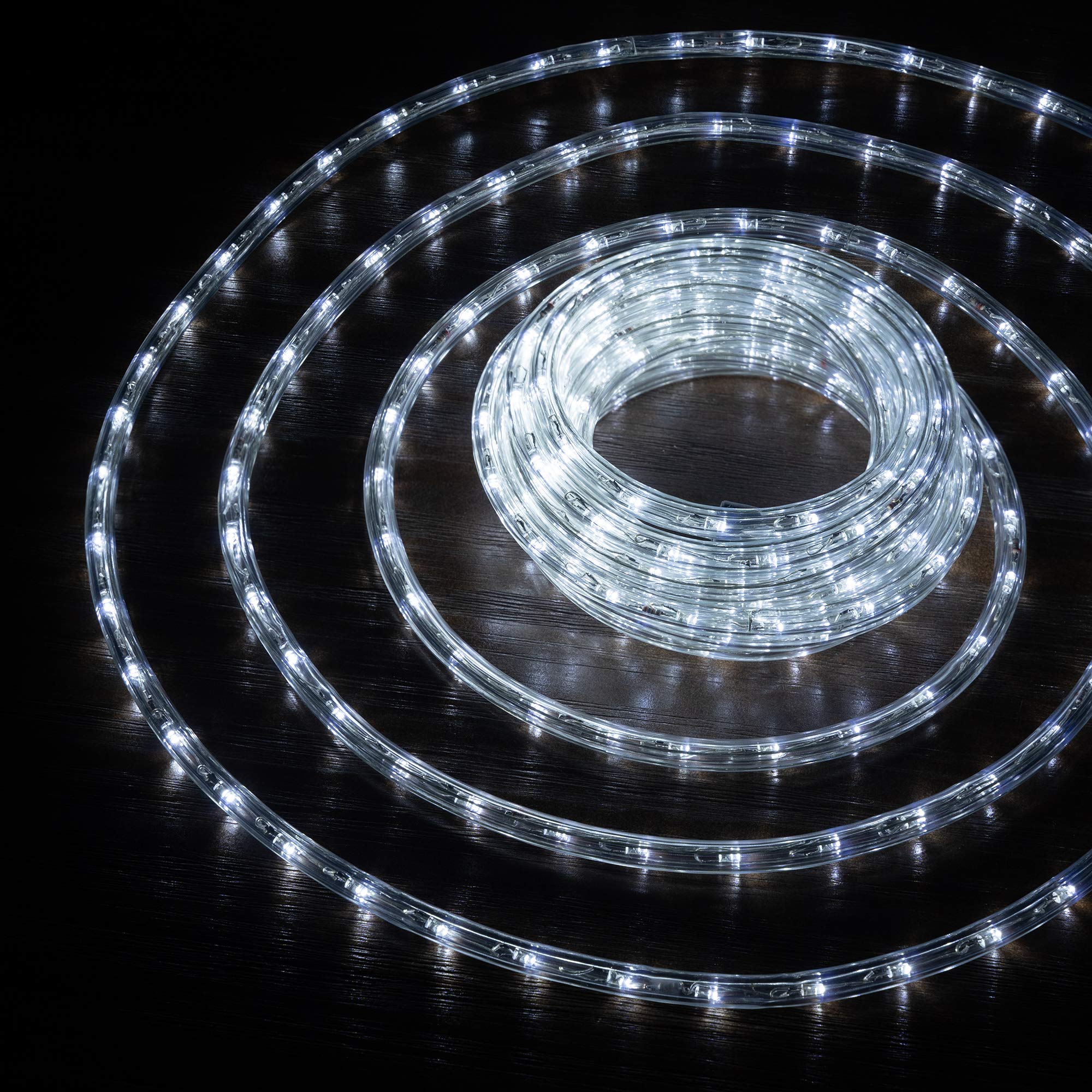 WYZworks 1656LEDs 150ft Outdoor LED Rope Lights - ETL Certified Waterproof, 360° Flexible & Connectable for Christmas, Palm Tree, Landscape Lighting - Cool White | Perfect for Patio, Garden, and Holiday Decorations