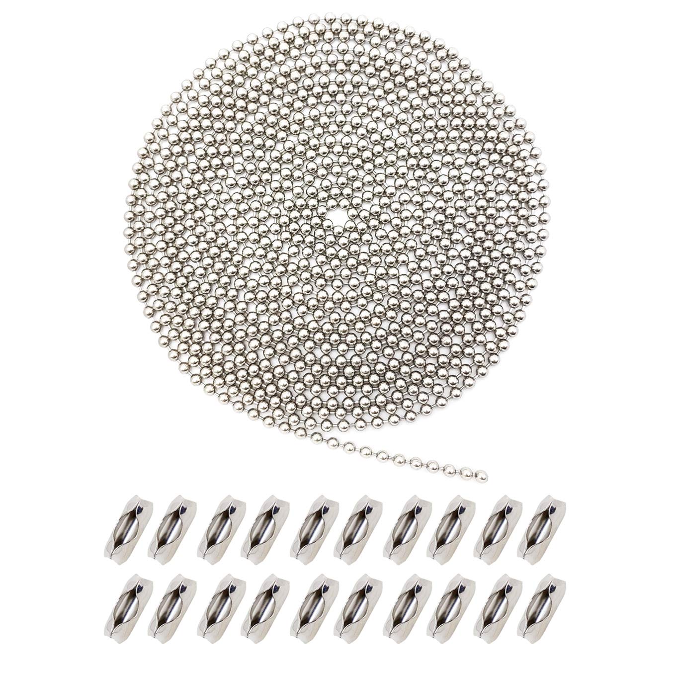 Metal Fan Pull Chain Extension - 16 Feet Long Ceiling Fan Chain Connector with 20 PCS (3.2mm Diameter) for Easy Fan Control & Light Switch Access | Perfect for High Ceilings, Hard-to-Reach Fans & Home Renovation