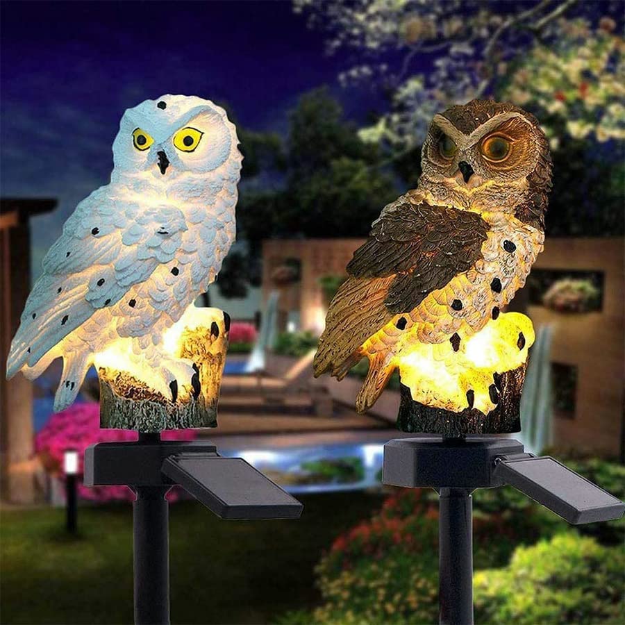 Solar Powered LED Garden Lights - Owl Shaped Outdoor Solar Lamp, Waterproof Lawn Ornament for Yard & Patio Decor - Unique Christmas & Holiday Lighting (Brown) - Perfect for Garden Pathways, Backyard, and Festive Outdoor Decorations
