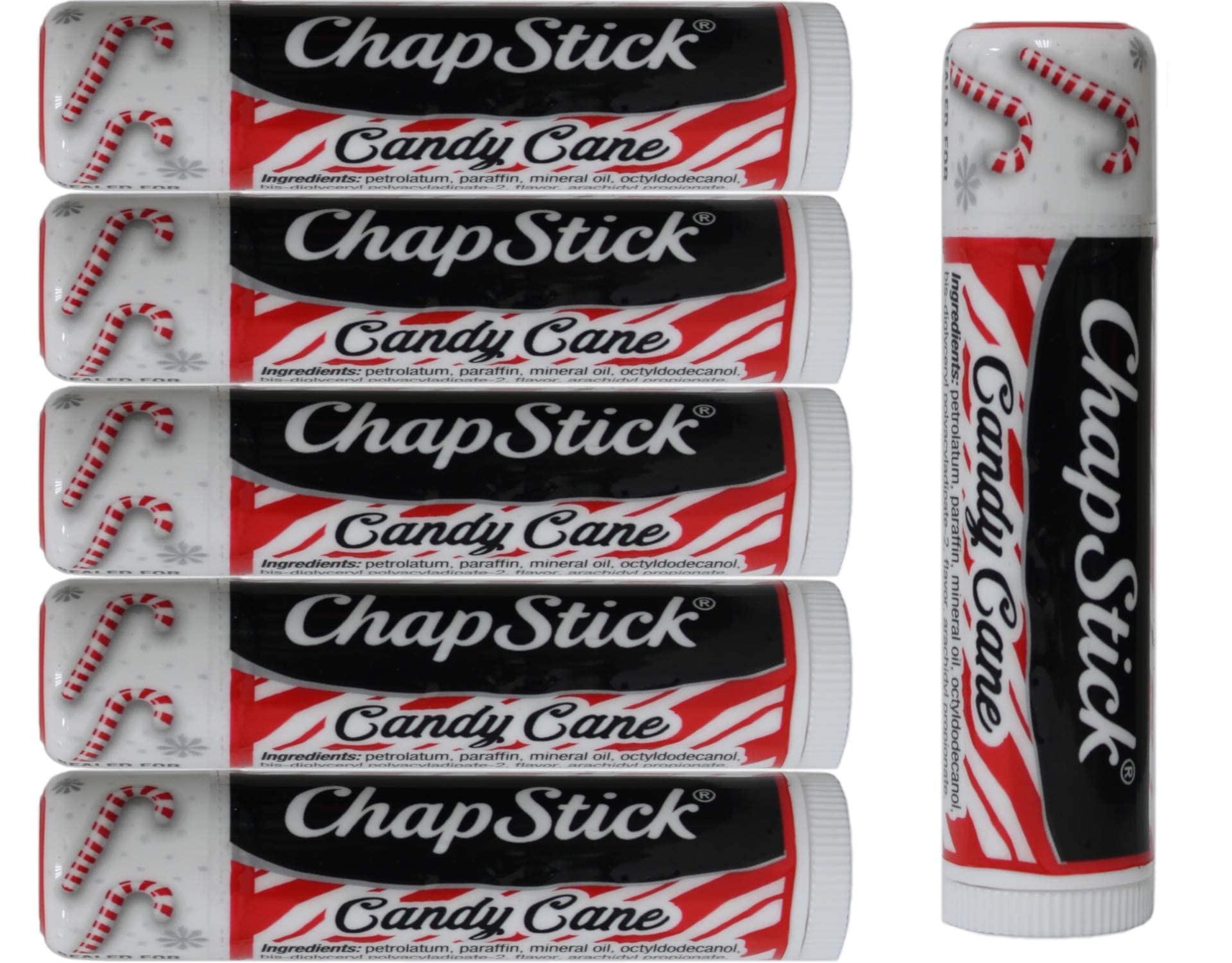 Candy Cane Flavored Lip Balm Set - 6 Pack Moisturizing Chapstick for Dry Lips | Holiday Gift, Stocking Stuffer & Winter Lip Care Essential