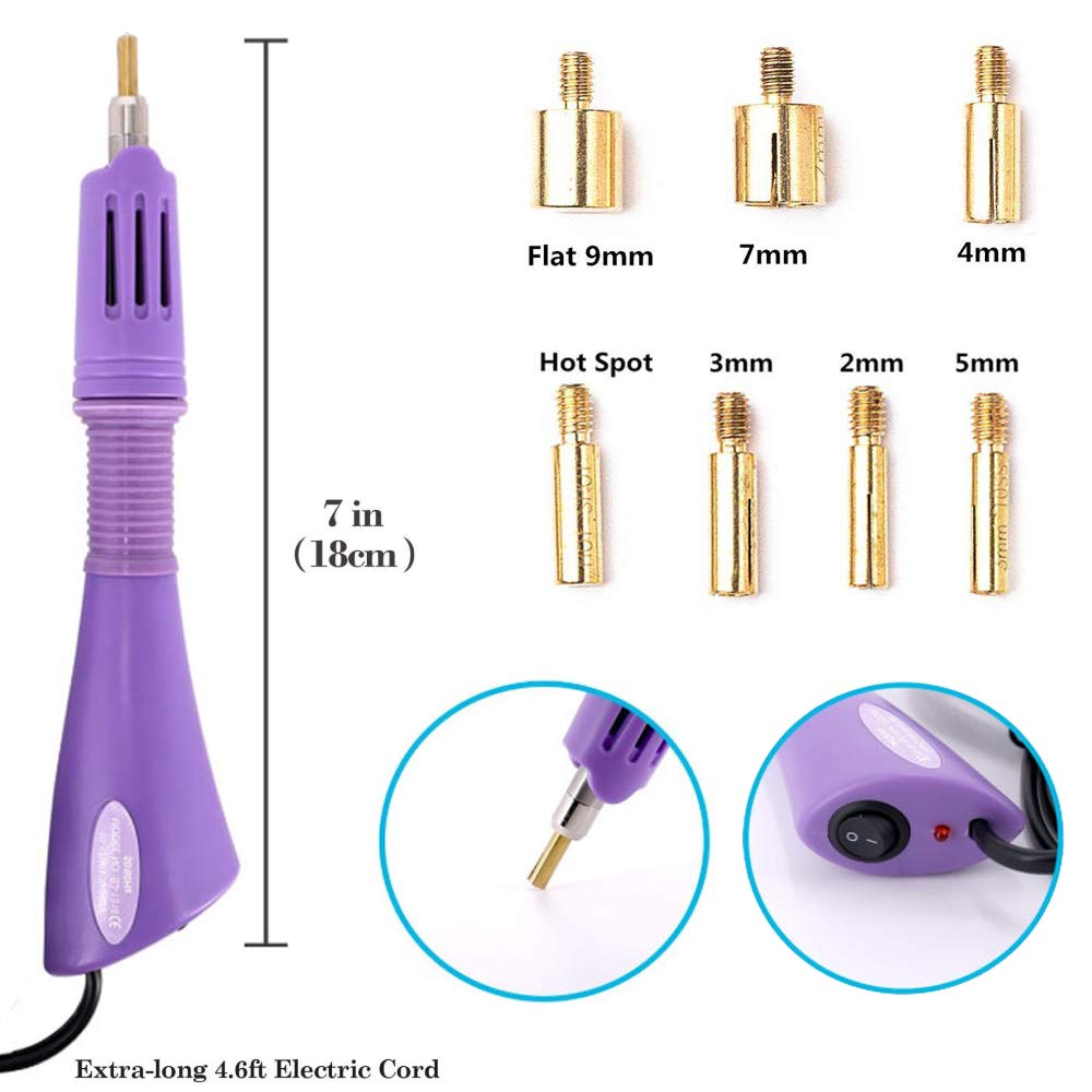 7-in-1 Hotfix Rhinestone Applicator Kit with AB Crystal Rhinestones - 7 Tips, 2 Pencils & Tweezers for DIY Jewelry, Nail Art & Fabric Decoration