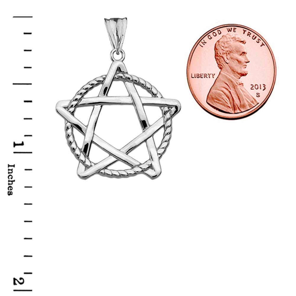 10K White Gold Pentagram Rope Pendant Necklace for Women - Elegant Wiccan Jewelry for Everyday Wear, Gifts & Spiritual Protection