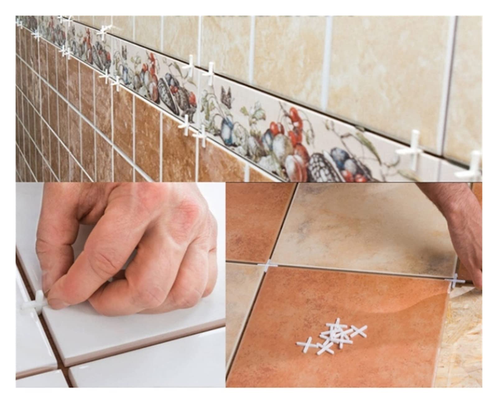 100pcs White Plastic Cross Ceramic Tile Spacers - 1mm Inner Diameter for Precise Tile Alignment - Perfect for Bathroom, Kitchen & Floor Tiling Projects