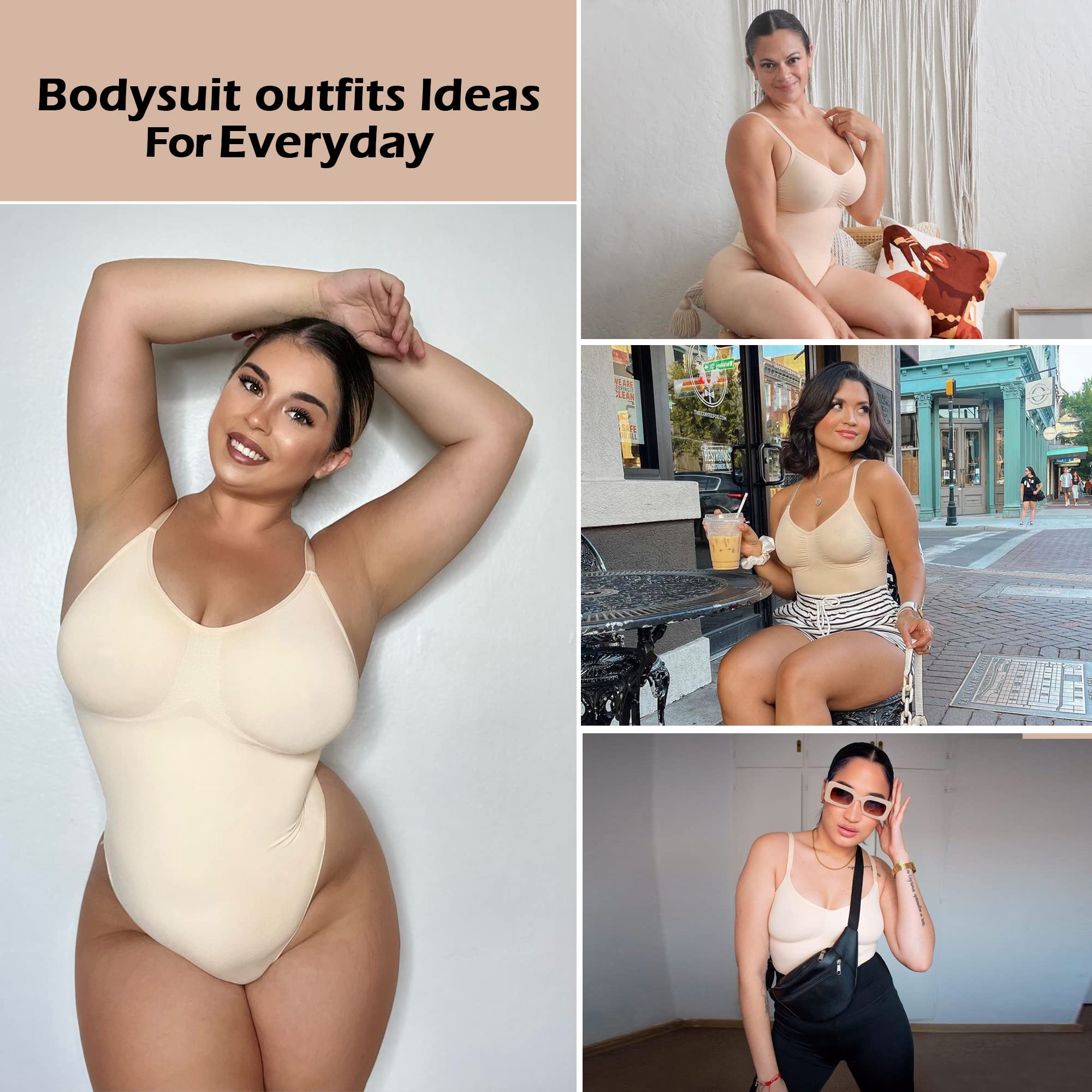 SHAPERX Women's Shapewear Bodysuit - Tummy Control & Waist Trainer for Women, Seamless Sculpting Body Shaper with Snatched Waist Effect - Perfect for Dresses, Workout & Everyday Wear