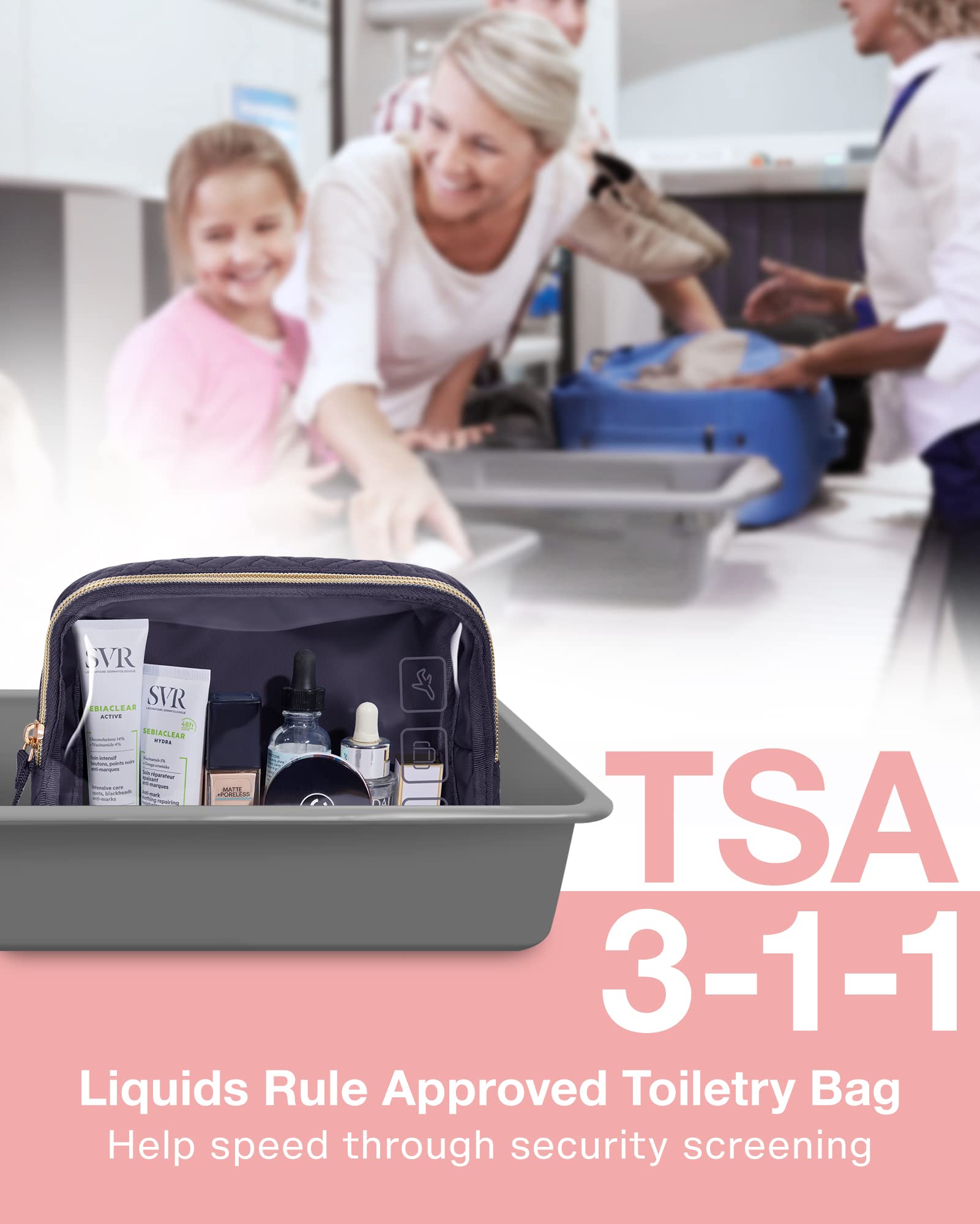 BAGSMART TSA Approved Toiletry Bag 3-Pack - Clear Travel Cosmetic Organizer for Carry-On Essentials - Perfect for Air Travel & Vacation