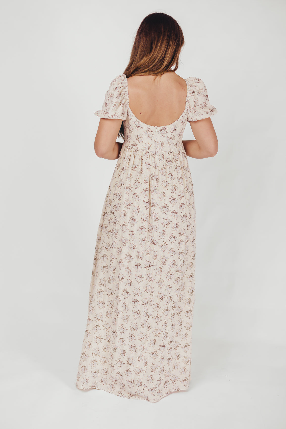 Haven 100% Cotton Tie Front Maxi Dress - Blue & Brown Floral Print | Bump Friendly Maternity Dress | Perfect for Beach, Vacation & Summer Outfits