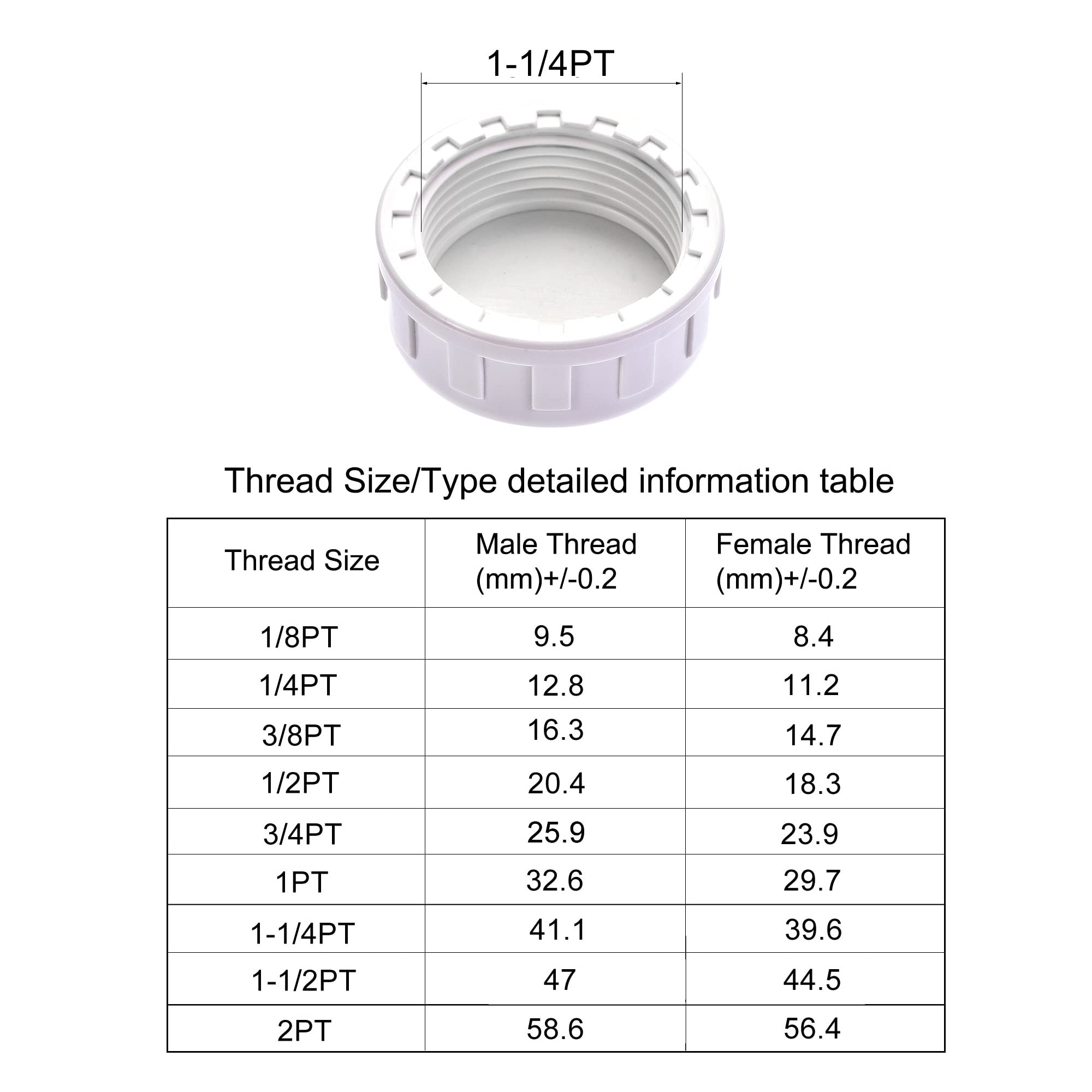 uxcell 1-1/4PT PVC Pipe Fitting Cap - White Round Female Thread Hose Connector for Garden & Outdoor Water Pipes (6Pcs) - Perfect for Irrigation Systems, Sprinklers & DIY Plumbing Projects