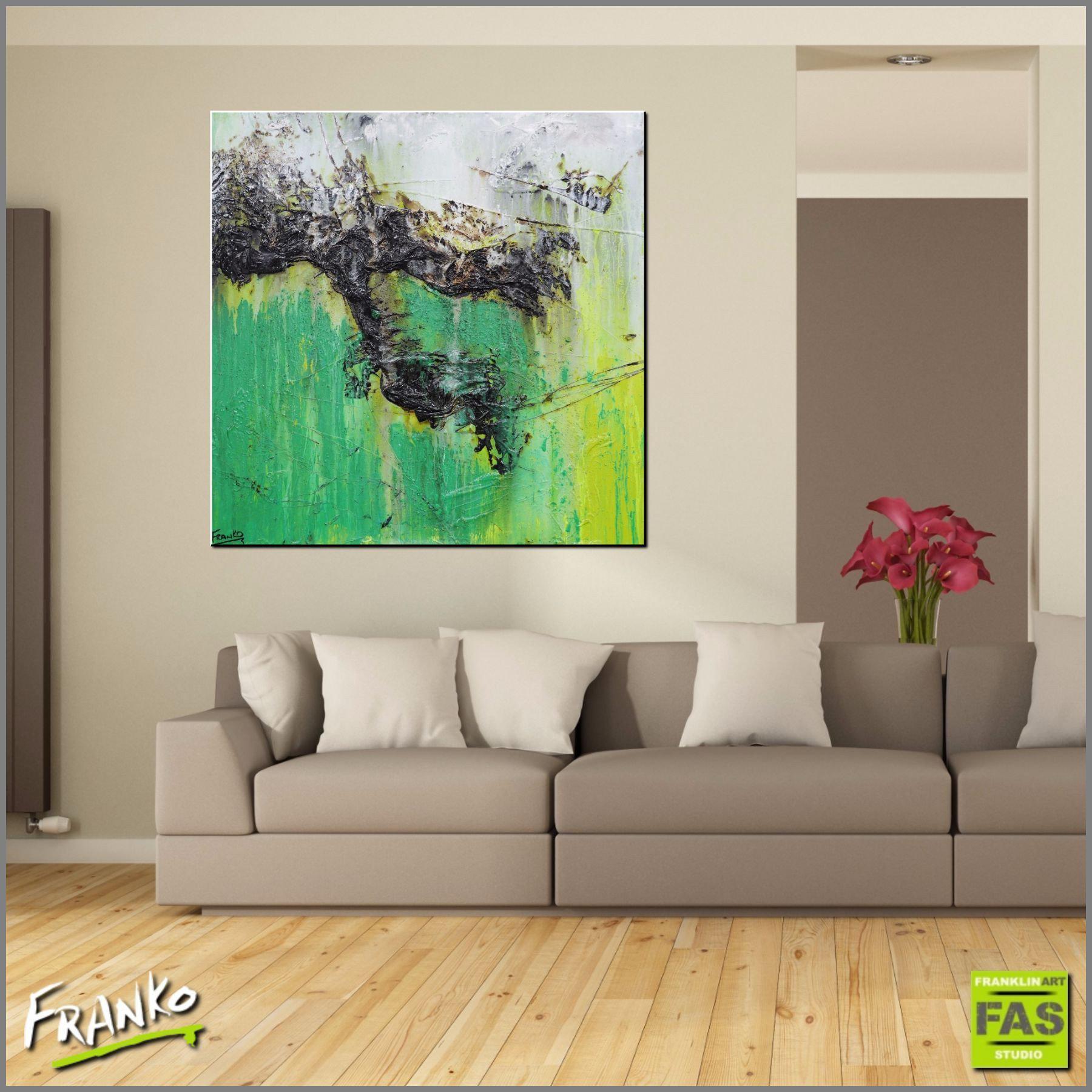 Lime And Sublime 100x100cm Green Abstract Canvas Art - Modern Wall Decor for Living Room, Bedroom & Office