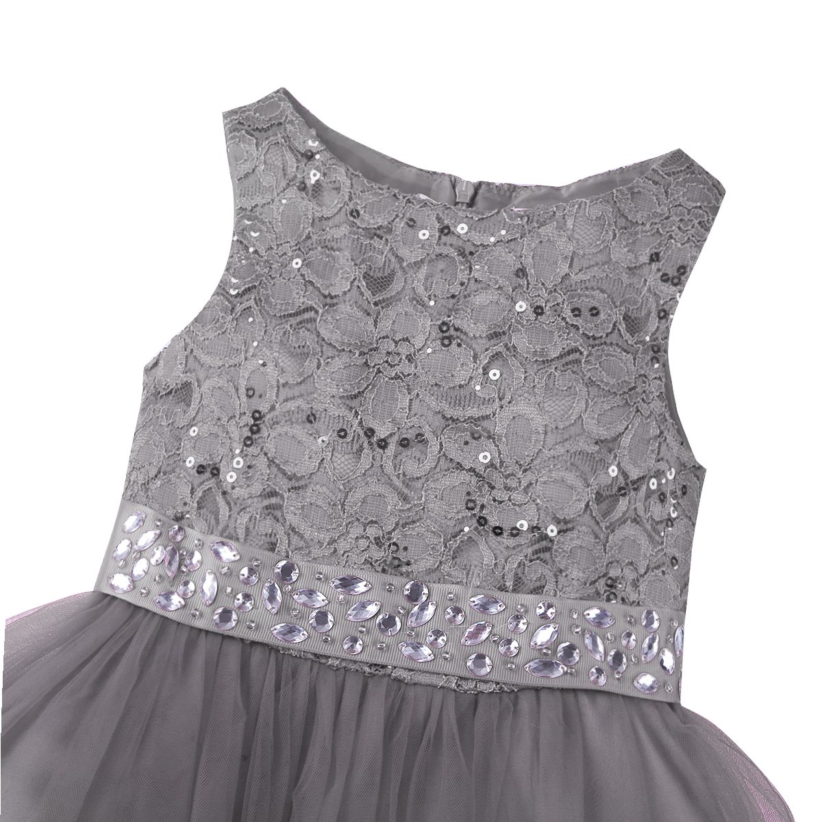 YiZYiF Girls Lace Sequined Flower Girl Dress for Weddings, Bridesmaid, Birthday Party & Formal Occasions - Elegant Princess Gown for Special Events