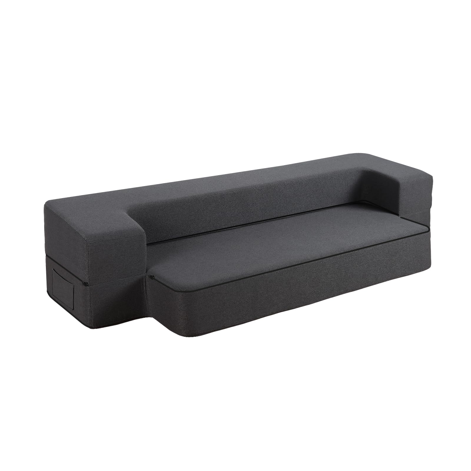 8 Inch Queen Size Folding Sofa Bed with Memory Foam - Convertible Futon Sleeper Chair for Living Room, Bedroom & Guest Room - Dark Grey - Perfect for Small Spaces, Studio Apartments & Overnight Guests