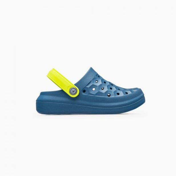 Joybees Midnight Teal & Citrus Kids Varsity Clogs - Comfortable Slip-On Shoes for School, Play & Everyday Wear