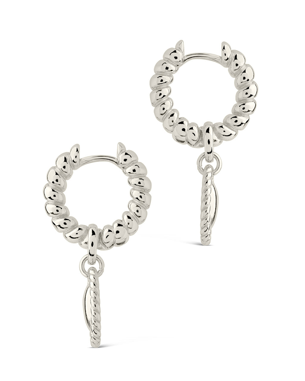Hartley Textured Drop Charm Hoop Earrings for Women - Elegant Dangle Earrings for Party, Wedding & Everyday Wear