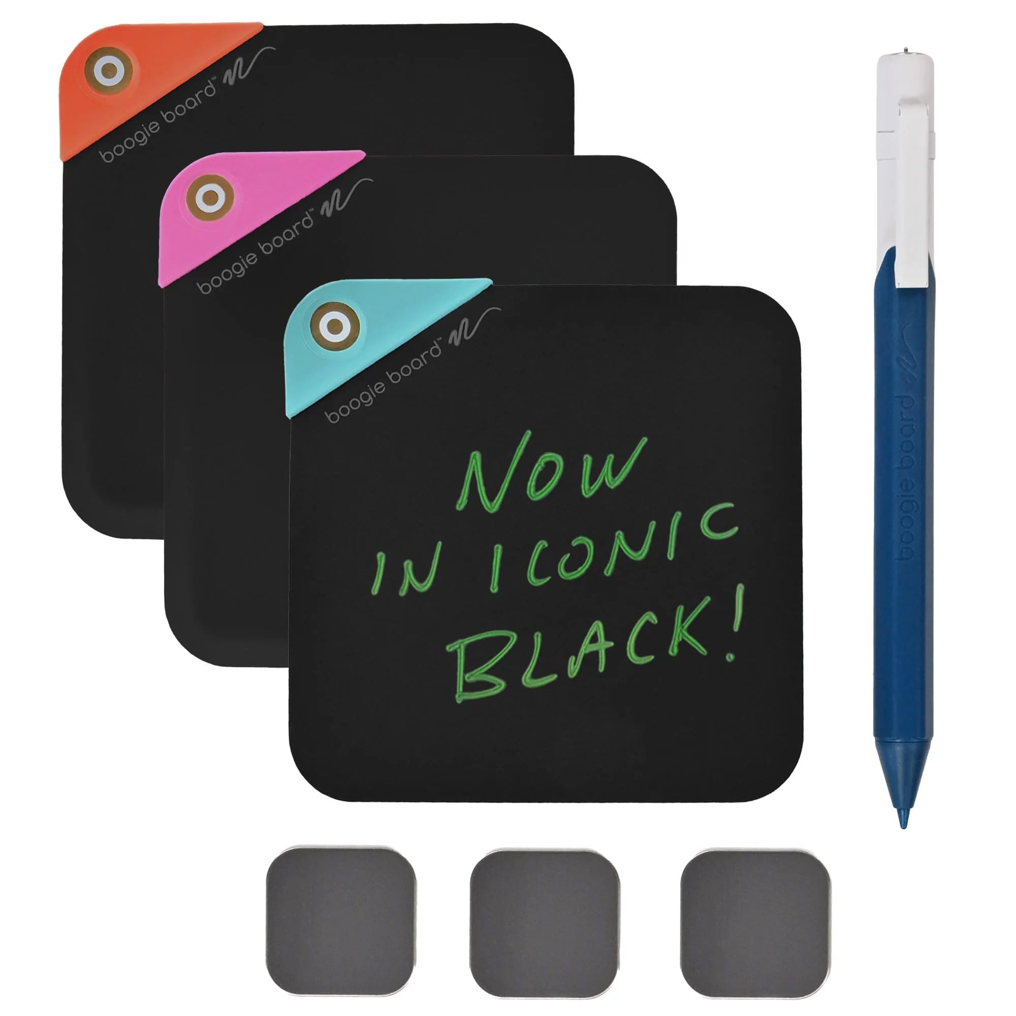 Boogie Board VersaNotes Starter Pack - Reusable 3-Pack 4x4 Dry-Erase Boards with Magnetic Mounting Plates & VersaPen - Eco-Friendly Sticky Note Alternative for Home, Office & Classroom - Perfect for To-Do Lists, Brainstorming & Memo Boards