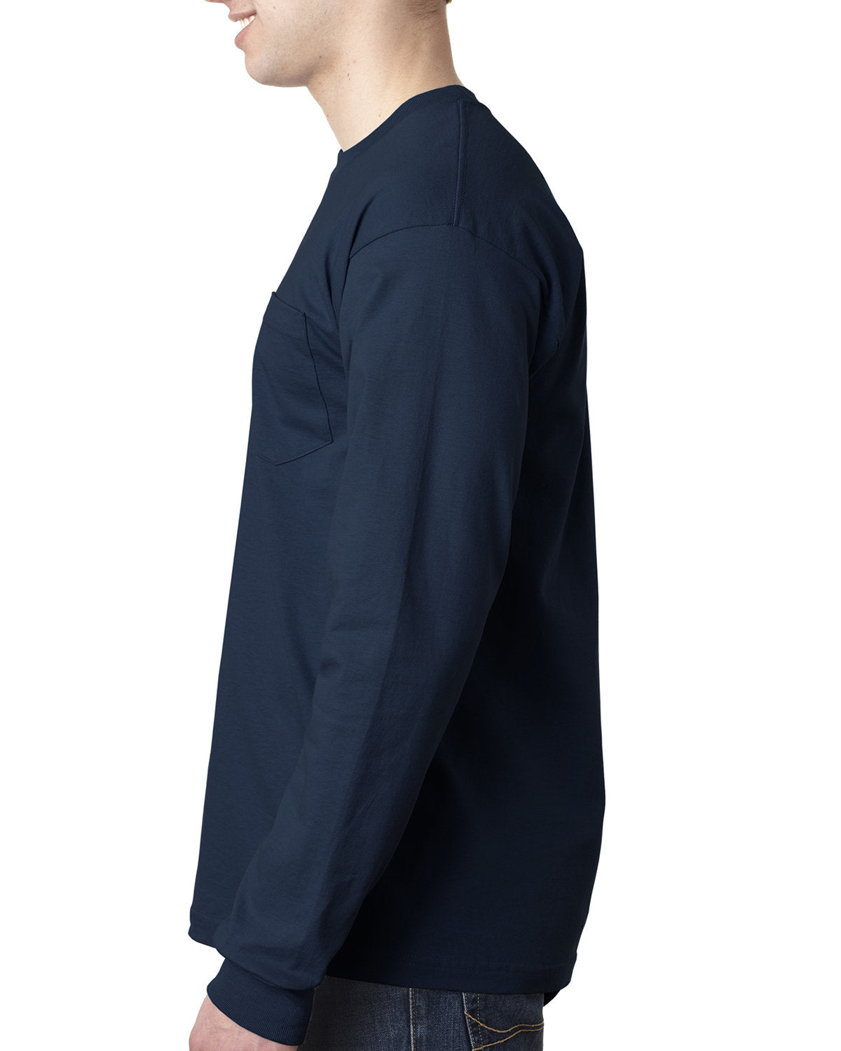 Bayside BA8100 Men's 6.1 oz 100% Cotton Long Sleeve Pocket T-Shirt - Comfortable Workwear & Casual Wear for Everyday Use