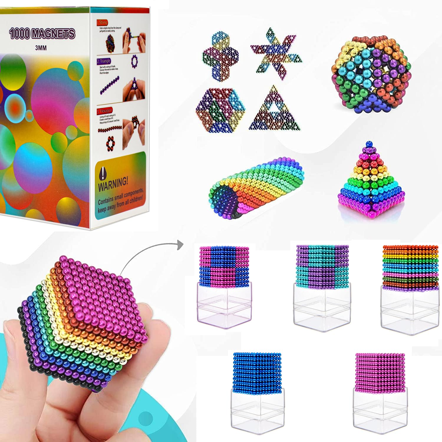 1000pcs Magnetic Balls Toys for Adults - Stress Relief & Office Desk Fidget Toys for Anxiety, Creativity & Focus | Perfect for Office, Home & Travel