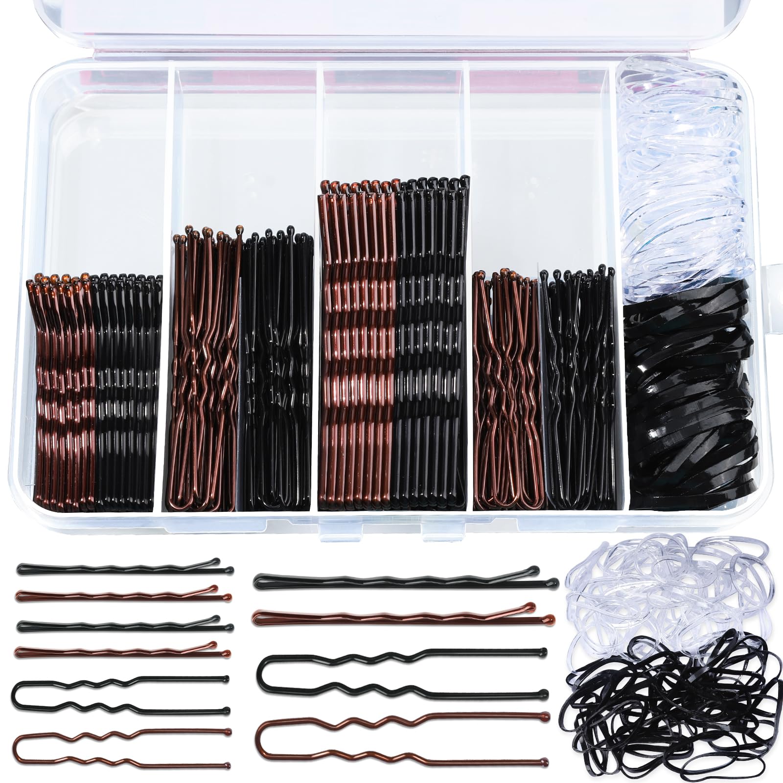 Teenitor 300pcs Bobby Pins Set - Black & Brown Hair Pins for Women, Buns & Updos